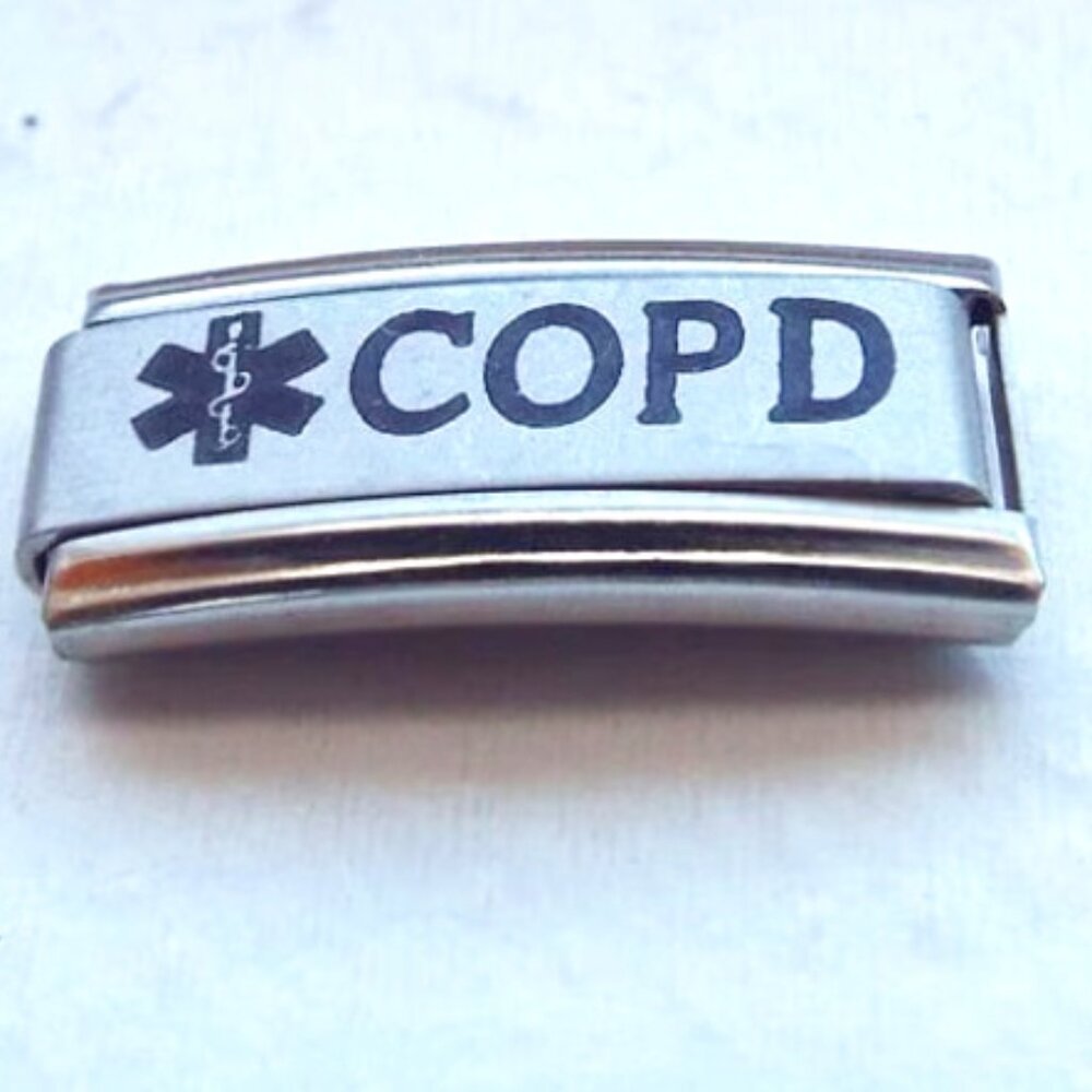 COPD medical alert sign 9mm laser Italian charm bracelet super link new